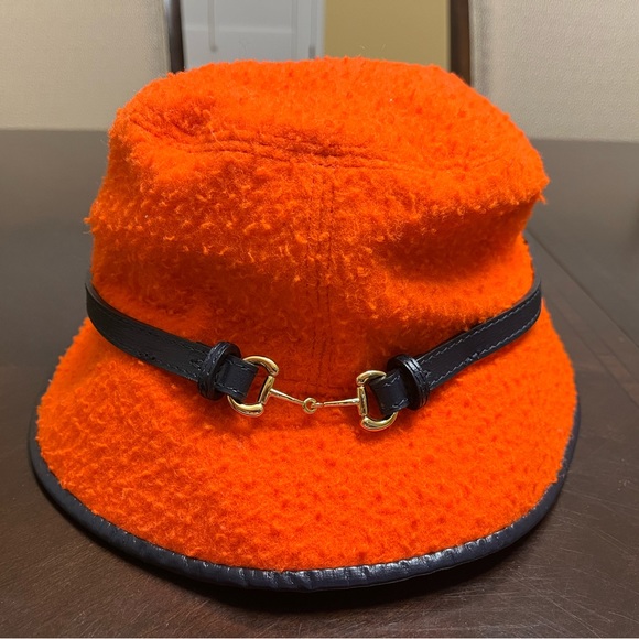 New Gucci Horsebit Orange Bucket Hat Size S - Picture 2 of 9